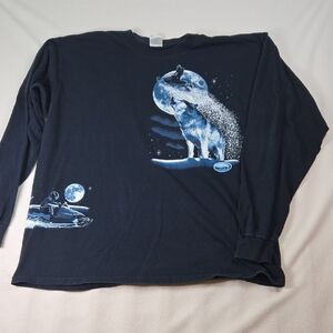 Wide Open Throttle Wolf Graphic Long Sleeve Tee, Skidoo, Snowmobile